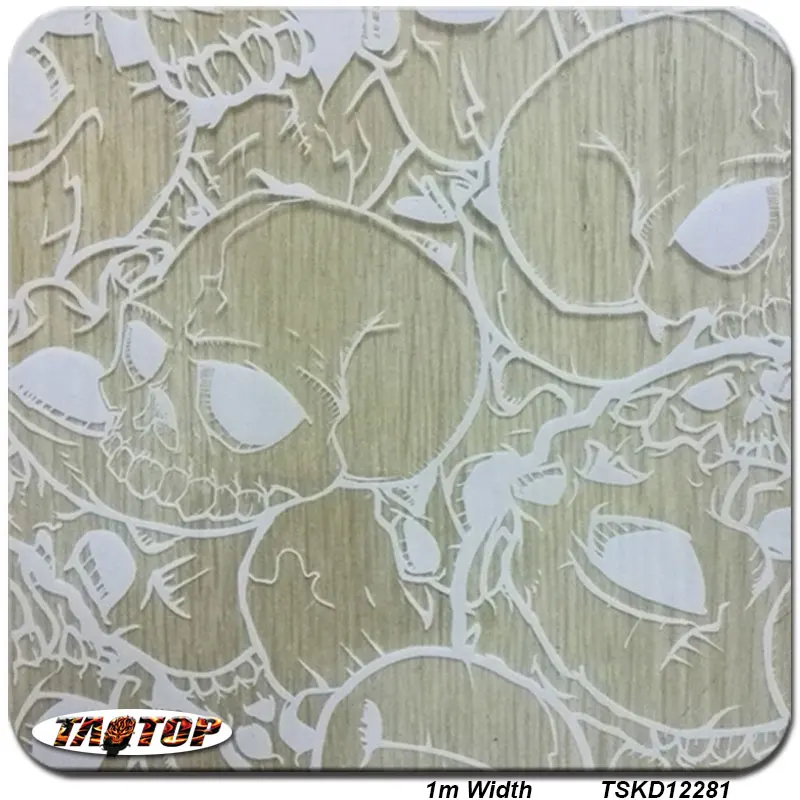 

TSKD12281 white skull transparent 1M * 10M Water Transfer Printing Films Hydro Dipping Hydrographics Film