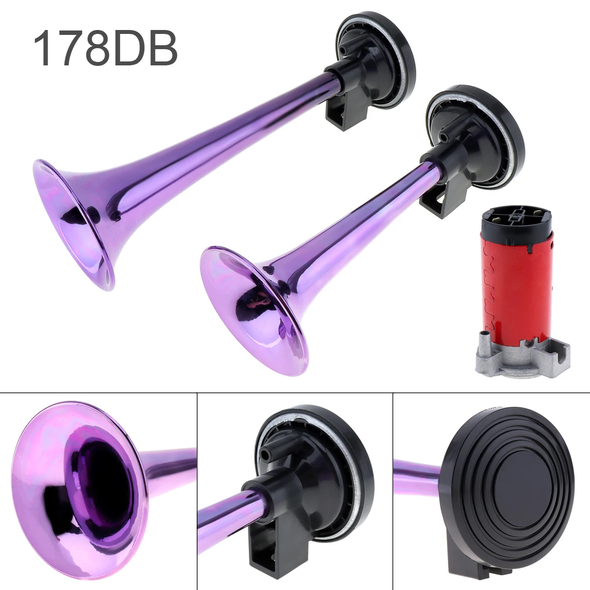 

12V 178dB Super Loud Dual Tone Air Horn Set Trumpet Compressor for Motorcycle Car Boat Truck