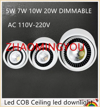 

10PCS Dimmable Led COB Ceiling led downlight 5W 7W 9W 20W 360 degree rotating AC110-220V surface mounted Indoor Lighting