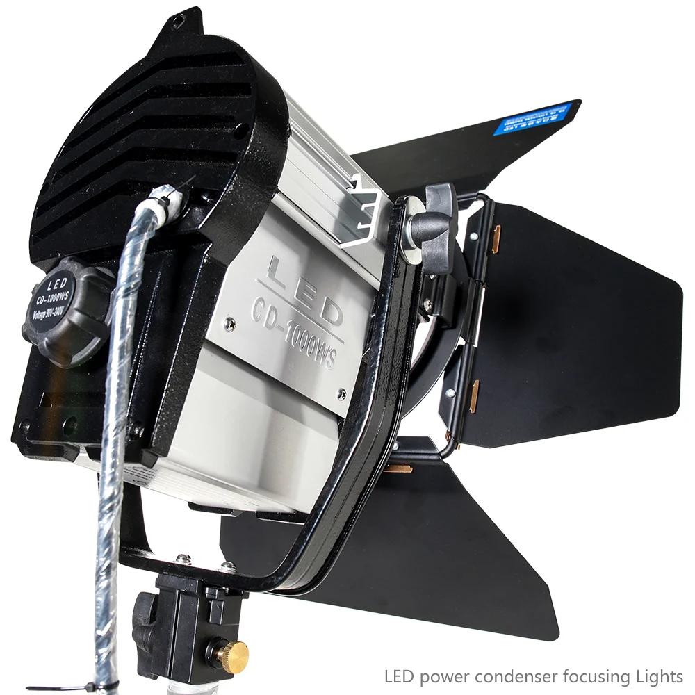  3pcs 100W LED Studio Fresnel Spotlight Dimmer 3200-5500K with Light Stand Flag Reflector Carry bag  - 32331978936