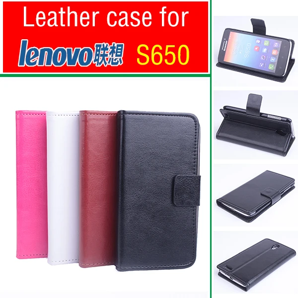 

Crazy Horse Leather Case For Lenovo S650 Retro Vintage Wallet Phone Cover Cases with Stand and Card Holder