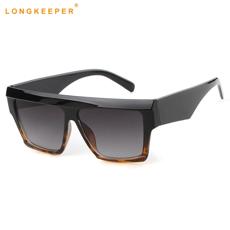 

Brand Design Flat Top Sunglass Women Men Overized Fashion Famous Brand Leopard Black Vintage Shades lentes de sol mujer