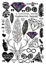 A6080-201 Big Black tatuagem Taty Body Art Temporary Tattoo Stickers Feather Rainbow Diamond Glitter Tatoo Sticker