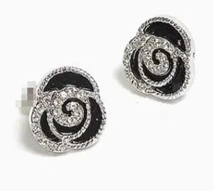 

2017 New Milan Fashion Design Flower Earrings Rose Silver Small Genuine Earrings Crystal Enamel Earrings Wholesale Gifts