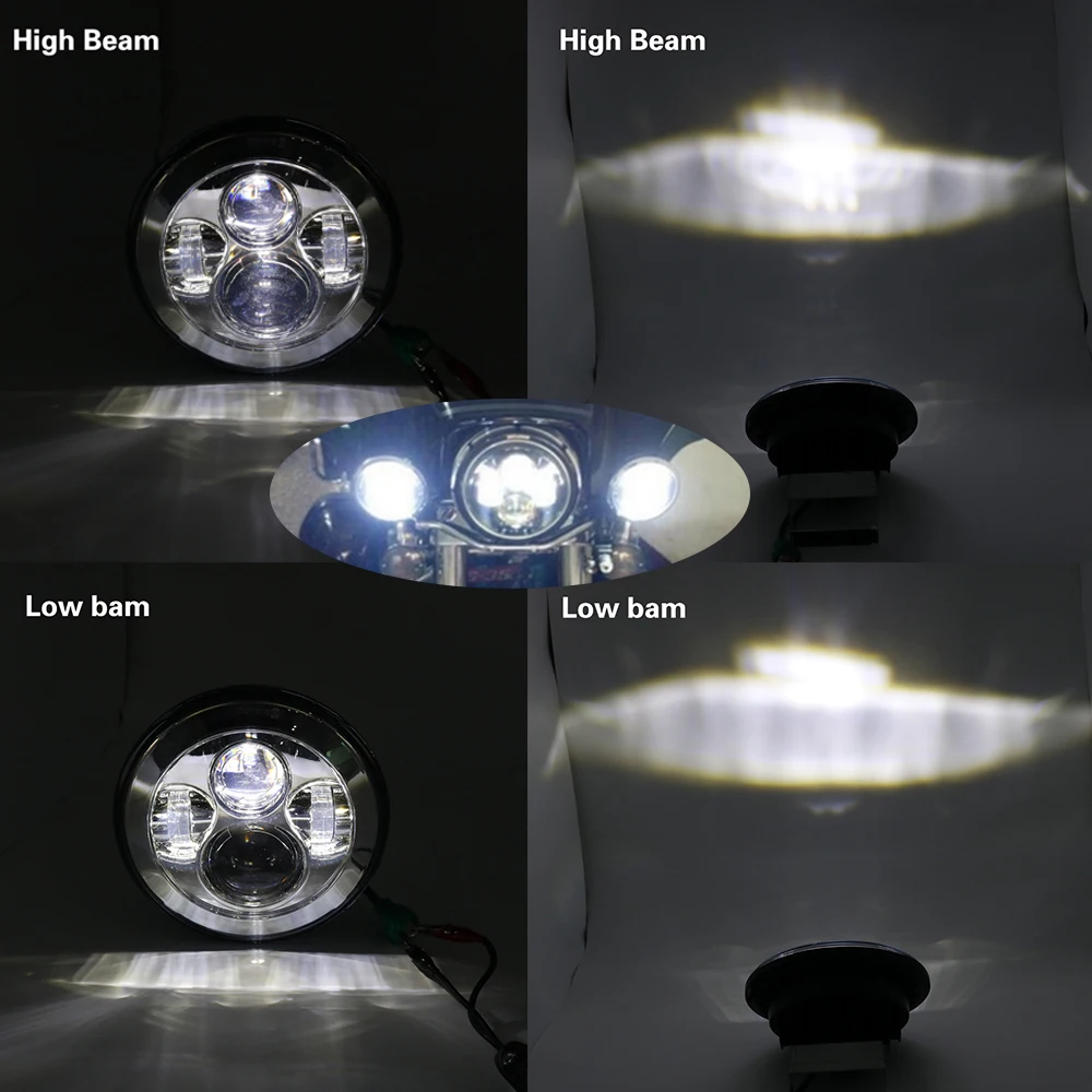 " дюймовый мото светодиодный головной светильник Hi/Lo луч с кронштейном+ 4,5" вспомогательные противотуманные точечные лампы проектор светодиодный светильник с жгутом