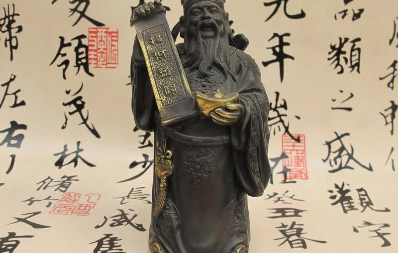 

Chinese classical Pure Bronze Dragon god of wealth Buddha Statue