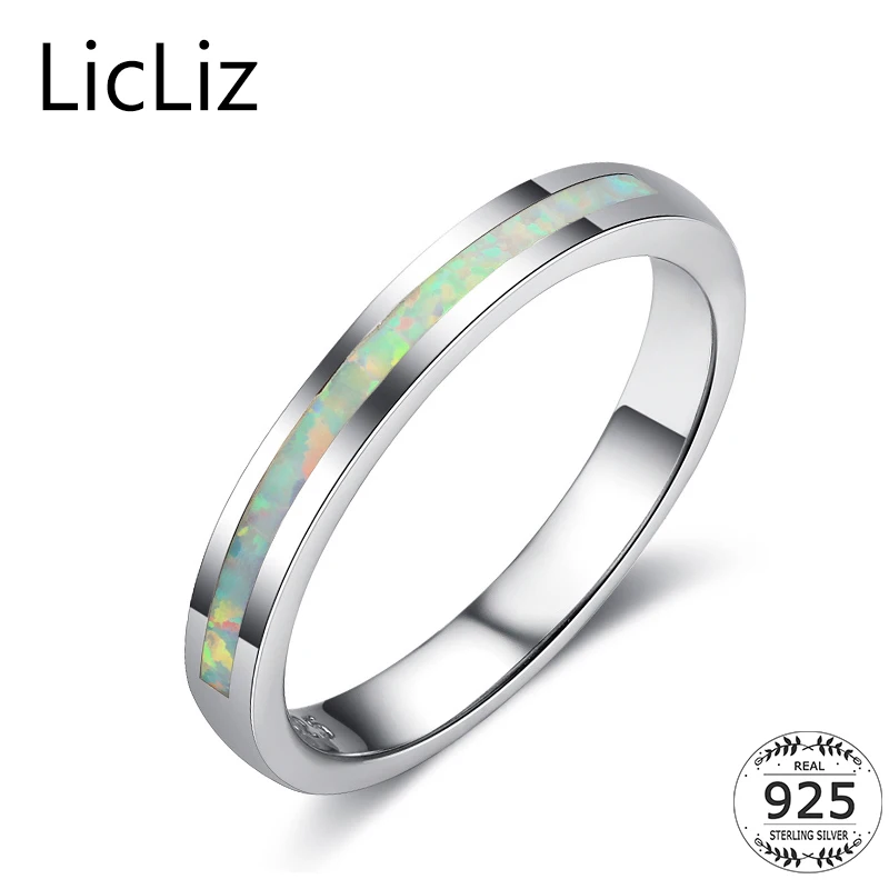 LicLiz Natural Gemstone Wedding Rings 925 Sterling Silver Eternity Band Solitaire Engagement Band Blue Opal Rings Couples LR0374 LicLiz Natural Gemstone Wedding Rings 925 Sterling Silver Eternity Band Solitaire Engagement Band Blue Opal Rings Couples LR0374