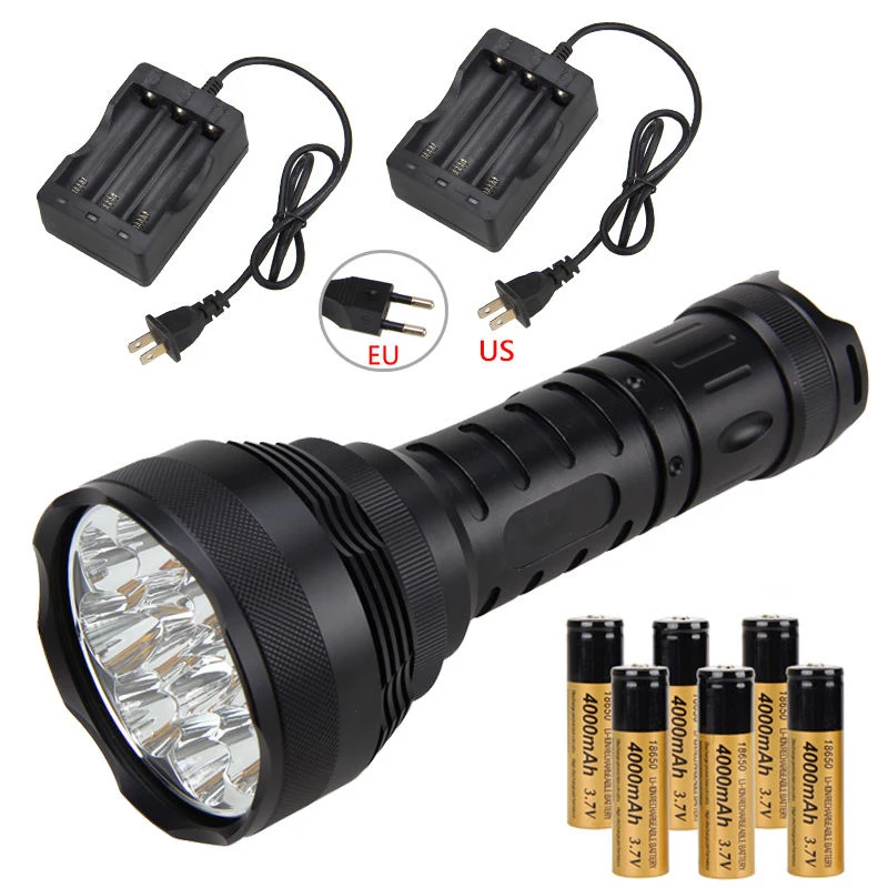 High power super bright 15000 lumens 12 x XMLT6 LED tactical flashlight outdoor lighting camping