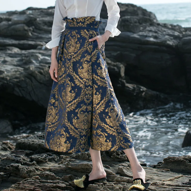 Life In The Left Fashion Winter Jacquard Ethnic Classic Chinese Style Women Skirts OL All match
