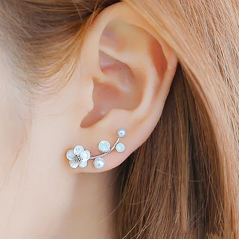 

Stud Earrings for Women 2017 Brincos Boucle d'oreille Bijoux Crystal simulated-pearl Flower Jewelry Earring Gold Muje