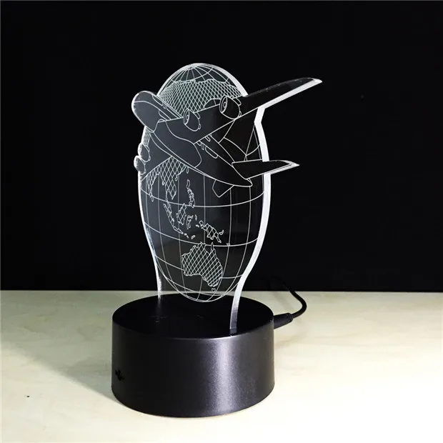 Самолет 3D настольная лампа LED Красочные собака Ночная подарок на день рождения для детей USB сна освещения украшения дома с 7 видов цветов