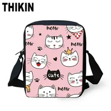 THIKIN 3D Аниме кошка шаблон мультфильм печатных мини сумка для детей девочек студентов школьные сумки через плечо сумки на заказ Mochila