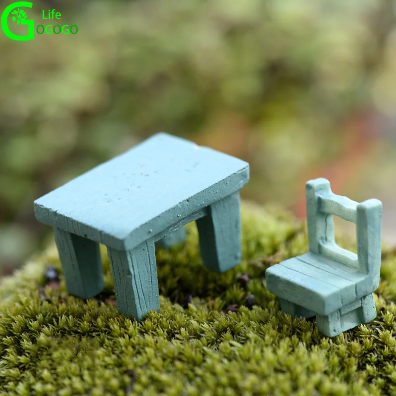 

5PCS Miniature Resin Tables Chair Furniture Mini Craft Fairy Garden Micro Landscaping Decor DIY Accessories Ornaments Garden
