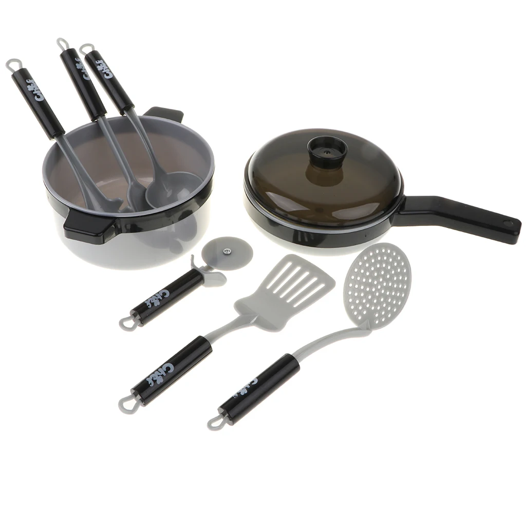 8pcs Simulation Kitchen Cookware Kids Pretend Play Cooking Toy Kitchen Cooking Utensils Toy Food Play Cutting Game Toys