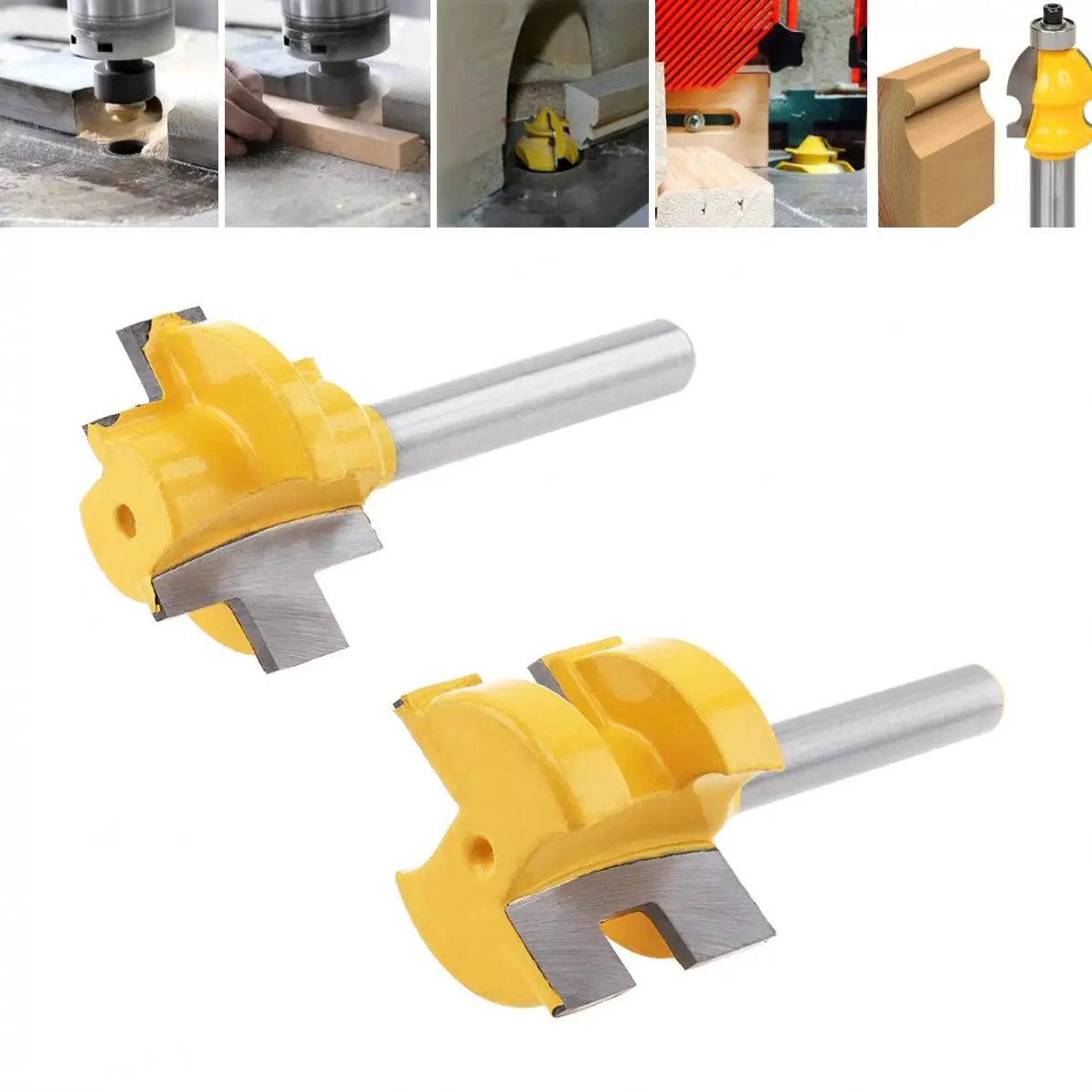 

Milling Cutter T-Shaped Router Bit 2pcs Wood Cutter Carbide Shank Mill Woodworking Trimming Engraving Carving Cutting Tools