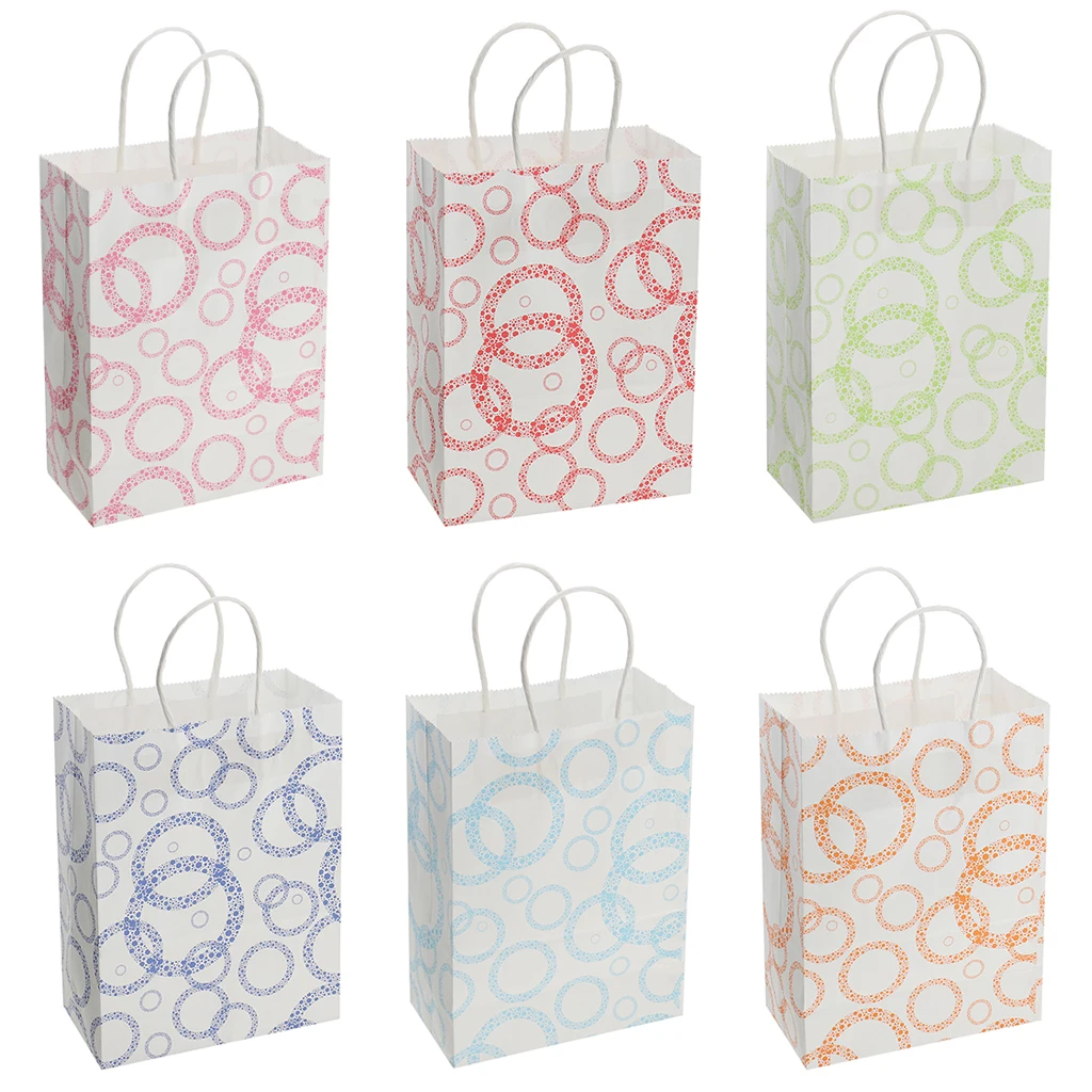 12 Pieces Circle Paper Party Gift Bags Birthday Wedding Loot Candy Bags Pouch for Chirstmas Baby