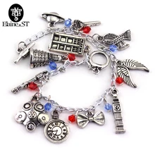 С изображением ТАРДИСа из сериала «Доктор Кто» Brecelet один раз на время браслет Шарм инопланетянин робот полицейский ящик старинные ювелирные изделия Рождественский подарок