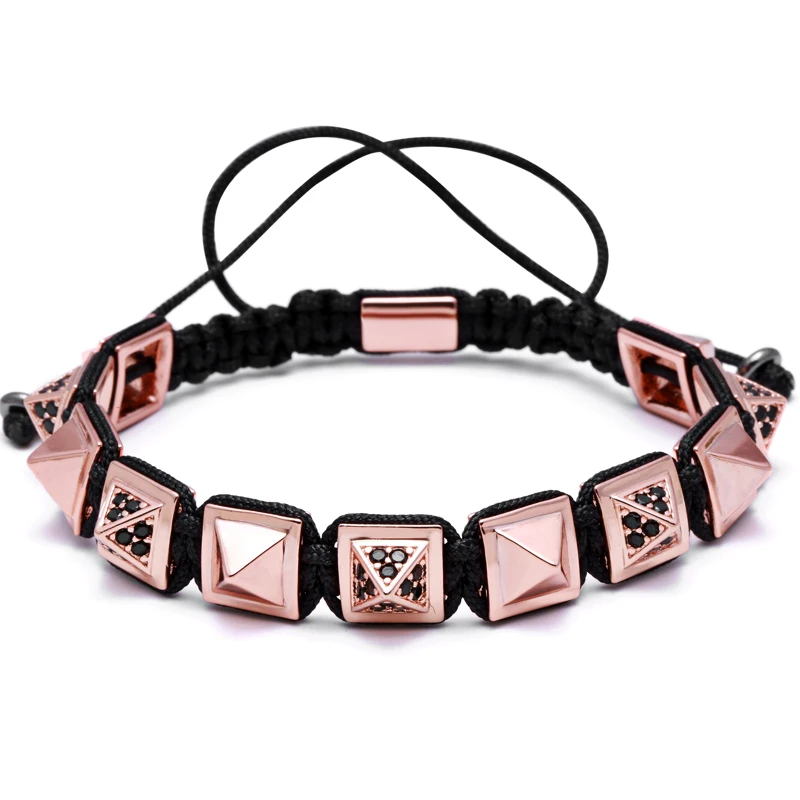 

Magic Fish bracelets geometric pyramid beads braided rope chain charms inlaid zircon couple bracelets adjustable armband heren