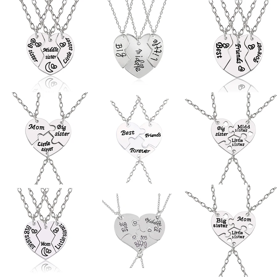 Mother Daughter Necklaces for 3, Mom, Big Sis & Lil Sis Heart Necklace Set,  Matching Sister Necklaces, Big & Little Sisters Jewelry (Big Sis Aqua, Little  Sis Pink, Mom Purple) - Walmart.com
