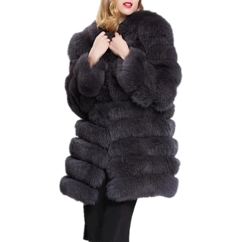 

Lisa Colly Women Faux Fox Fur Coat Jacket Women Winter Warm Luxury Fake Fur coat fluffy Long Sleeves Furs Coat Jacket Overcoat