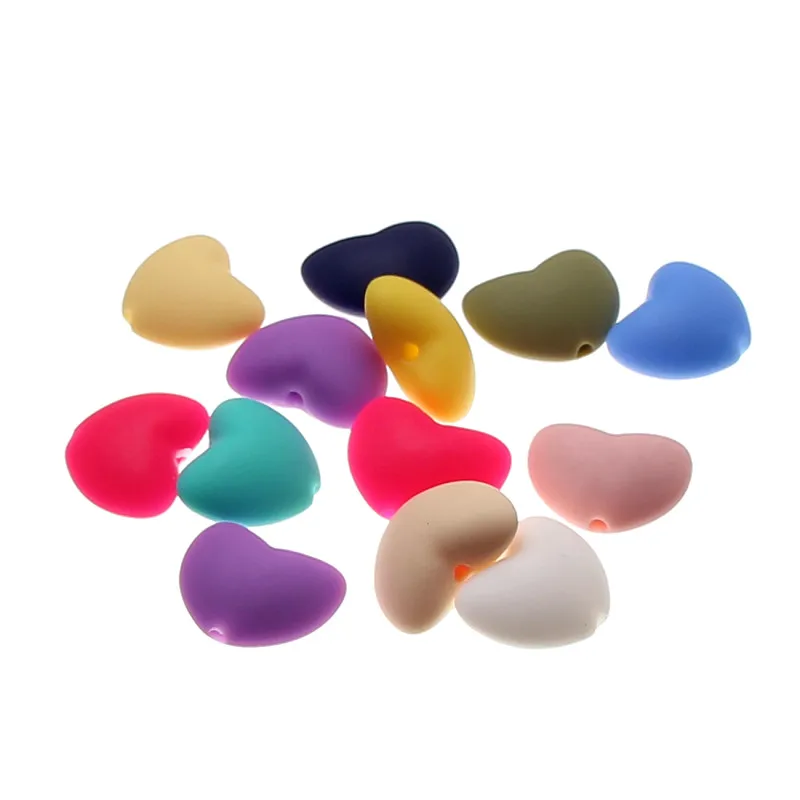

Food grade Silicone Beads Multicolor 20x17x13mm 10pcs Heart Shape for Baby Teething Teether Making Pacifier clip Necklace