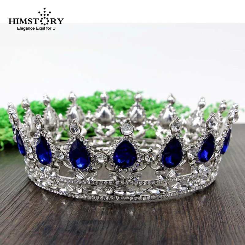 

HIMSTORY Vintage Baroque Queen King Bride Tiara Crown Headdress Prom Bridal Wedding Tiaras and Crowns Hair Jewelry Accoriesories