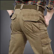 Большие размеры 44, мужские свободные брюки-карго, повседневные мешковатые длинные штаны, Хлопковая мужская одежда, длинные брюки, мужские штаны черного цвета