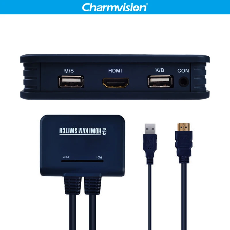 Charmvision HK21 2 порта PC hosts USB HDMI 4K KVM Switcher встроенный 1 5 м HD удлинитель Кнопка Hotkey