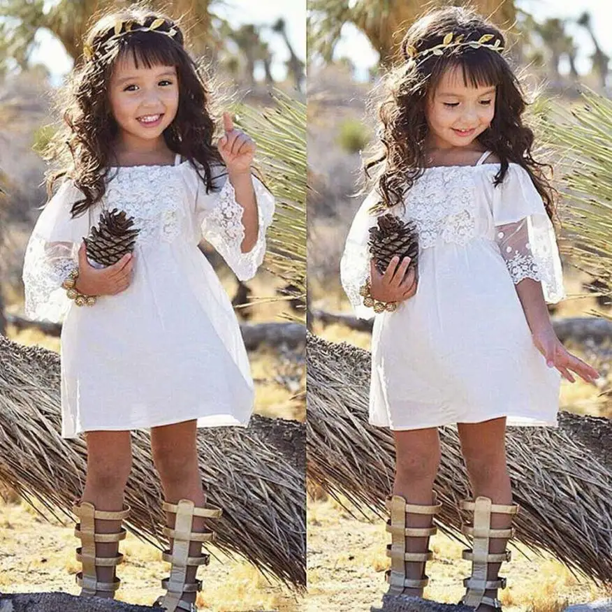 Flower Girls Princess Dress Kids Baby Party Wedding Pageant Lace Dresses Clothes