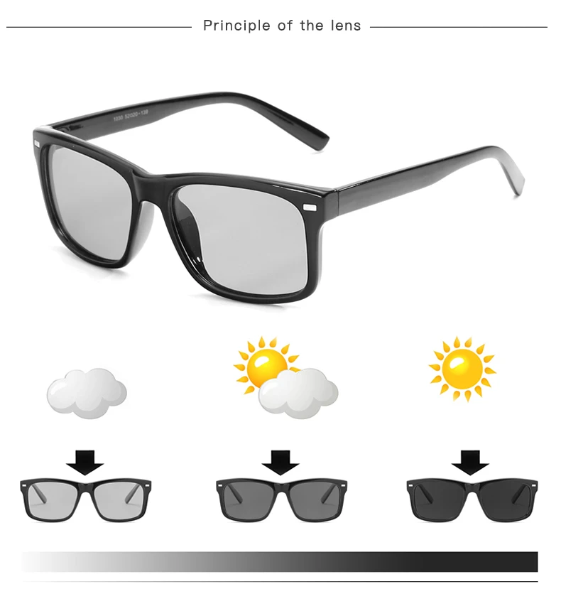 Лидер продаж! Мужские уличные очки для вождения, для рыбалки переходная линза очки HD Поляризованные солнечные очки фотохромные солнцезащитные очки