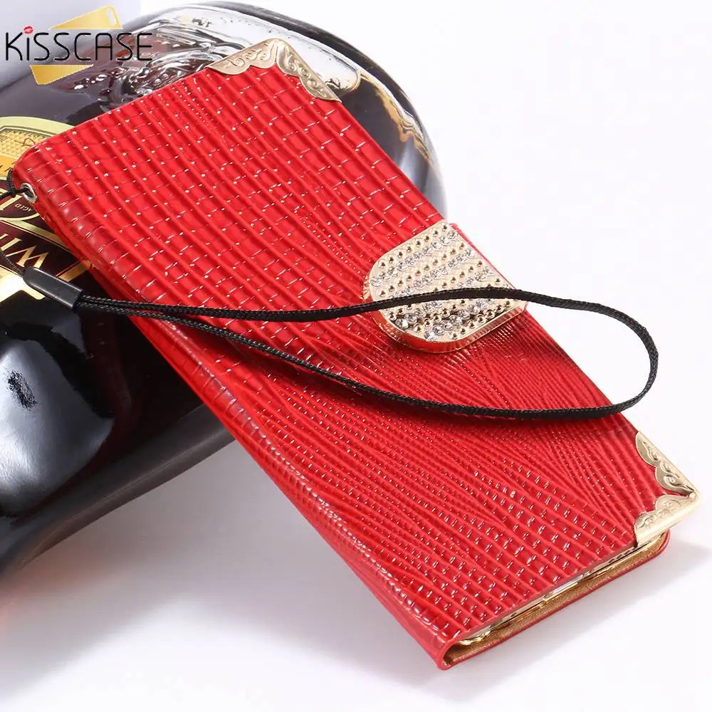 

KISSCASE Luxury Rhinestone Leather Case For iPhone 8 6S 6 7 Plus Glitter Diamond Wallet Flip Case For iPhone 7 8 X 5S 4S 4 Cover