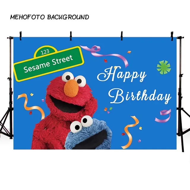 sesame street elmo blue wall happy birthday ribbons cartoon animal birthday ribbons images