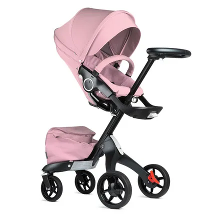 Роскошная алюминиевая коляска 2 в 1, переносная коляска с высоким пейзажем, складная коляска, дорожная система, 2 в 1 - Цвет: Pink A