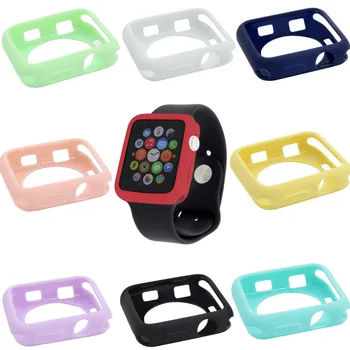 

9 Colors For Apple Watch 42mm/38mm iwatch 4/3 44mm/40mm TPU Silicone Case Cover Band Protection for apple watch 4 3 2 1