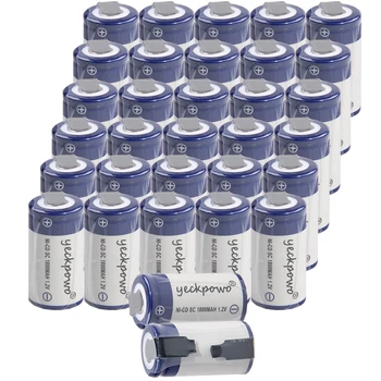 

yeckpowo 32 pcs SC batteries power tools battery SUBC rechargeable batterie 1800mah nicd 1.2v color random