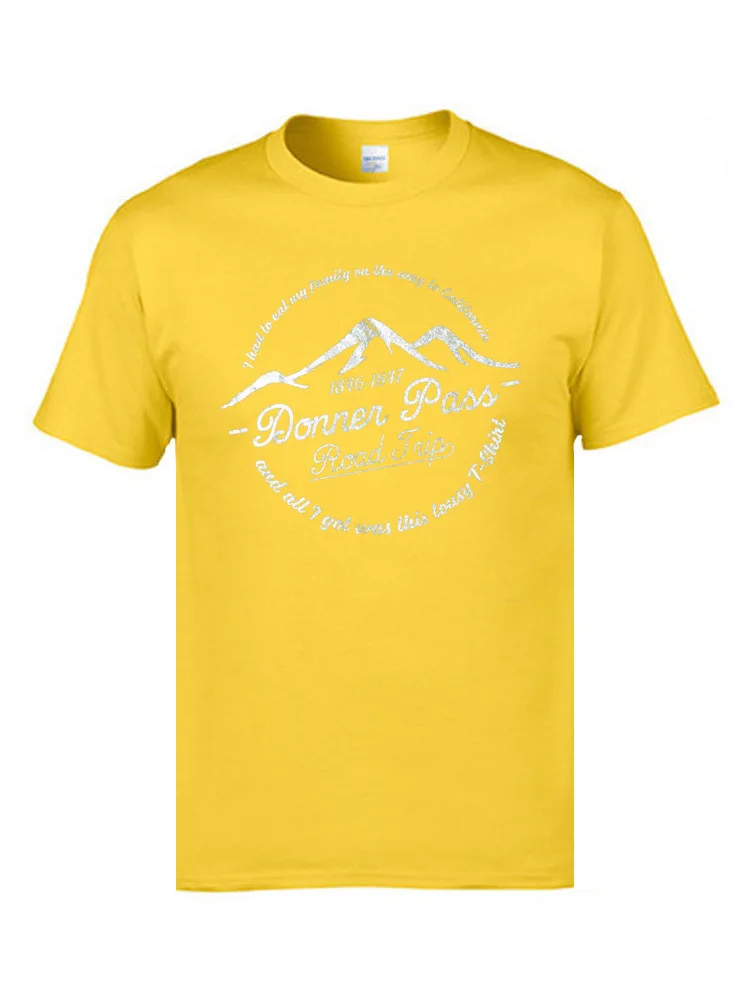 Crewneck Casual Pure Cotton Men T Shirts Party Short Sleeve Tops Shirt 2018 Fashion Summer Tops T Shirt Wholesale Donner Pass road trip white 1680 yellow