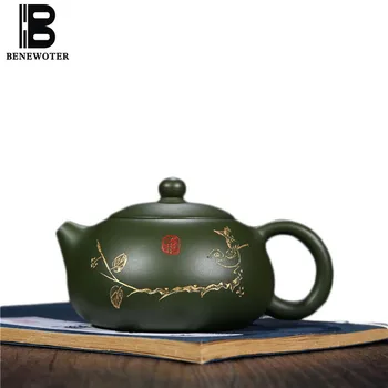 

230cc Authentic Yixing Purple Clay Teapot Office Tea Ceremony Art Drinkware Xishi Pot Raw Ore Green Mud Vintage Puer Kettle Gift