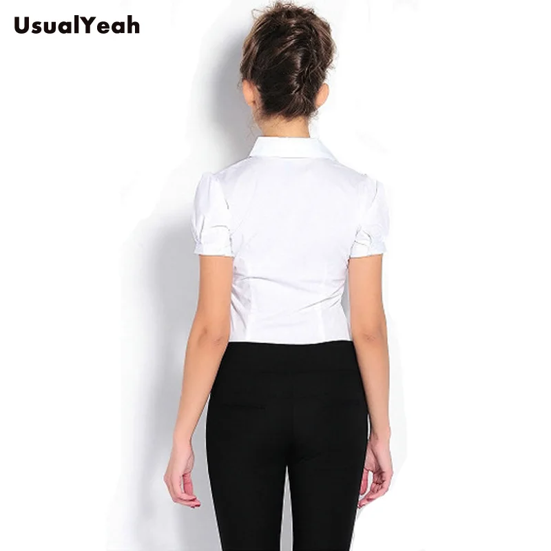 New  Women Body Blouses Shirt Elegant Short sleeve V-neck Collar plicate OL office blusas femininas white S M L XL SY0251 4