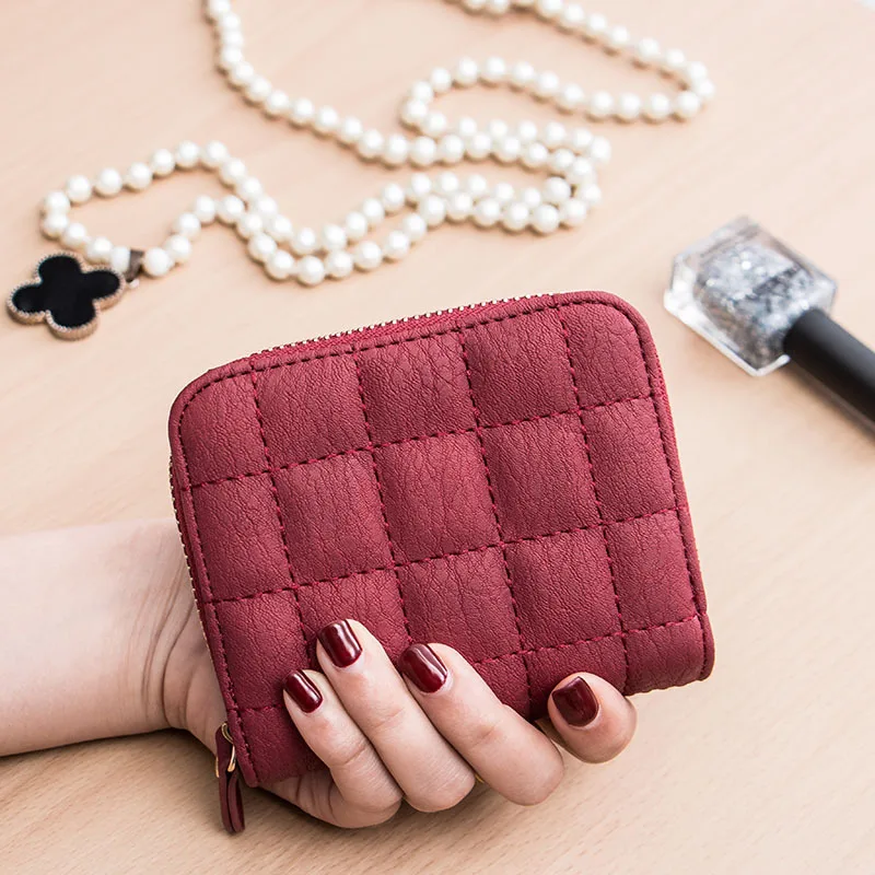 2016 Mới Thời Trang Phụ Nữ Sọc Ngắn Ví Tiền Xu Ví Dây Kéo Pouch Người Giữ Xe Lady Túi Nhỏ Top PU Leather Ly Hợp Purse
