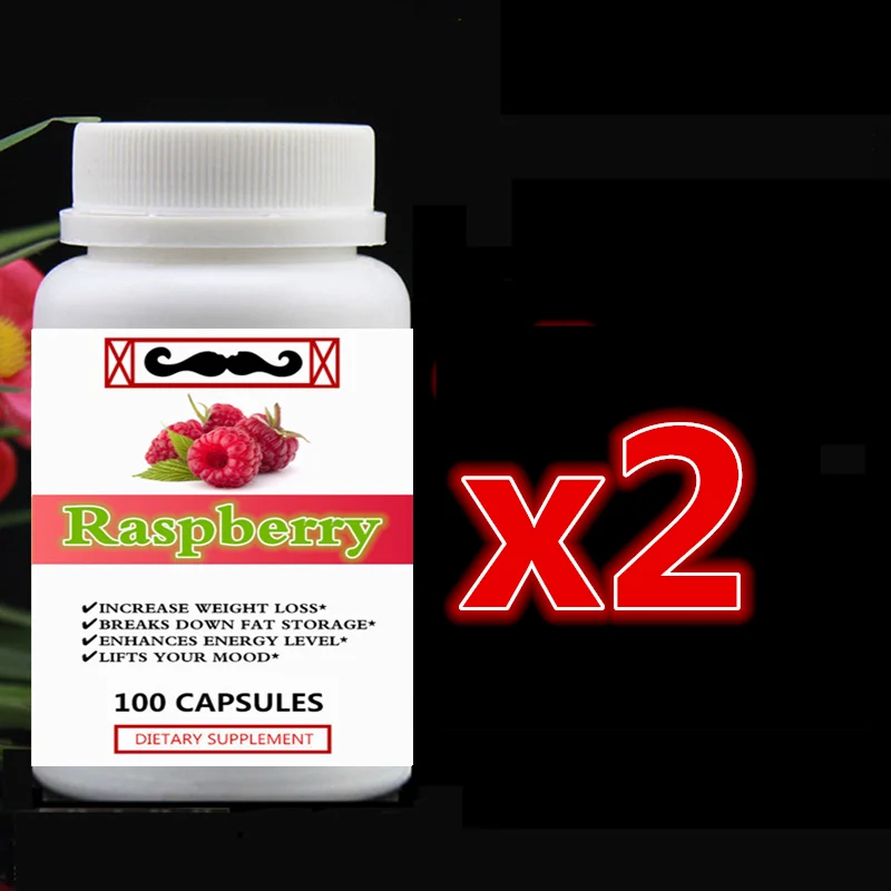 

2 bottle 200pcs,Pure Raspberry Ketones Extract Increase Weight Loss Break Down Fat Storage Enhances Energy Level Lifts Your Mood