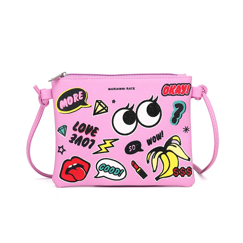 

2017 Summer Cute Shoulder Bags Women Day Clutch Female PU Leather Hand Bag Hip-hop Big Eyes Printing Envelopes Bag for Girls