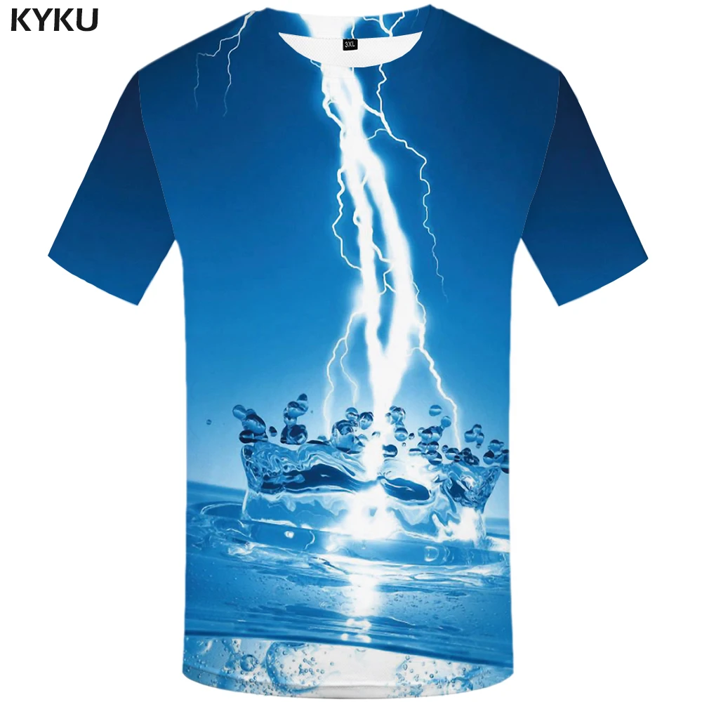 KYKU Galaxy футболка мужская синяя футболка с молнией хип-хоп футболка горный 3d принт футболка крутые Забавные футболки Аниме Мужская одежда Новинка
