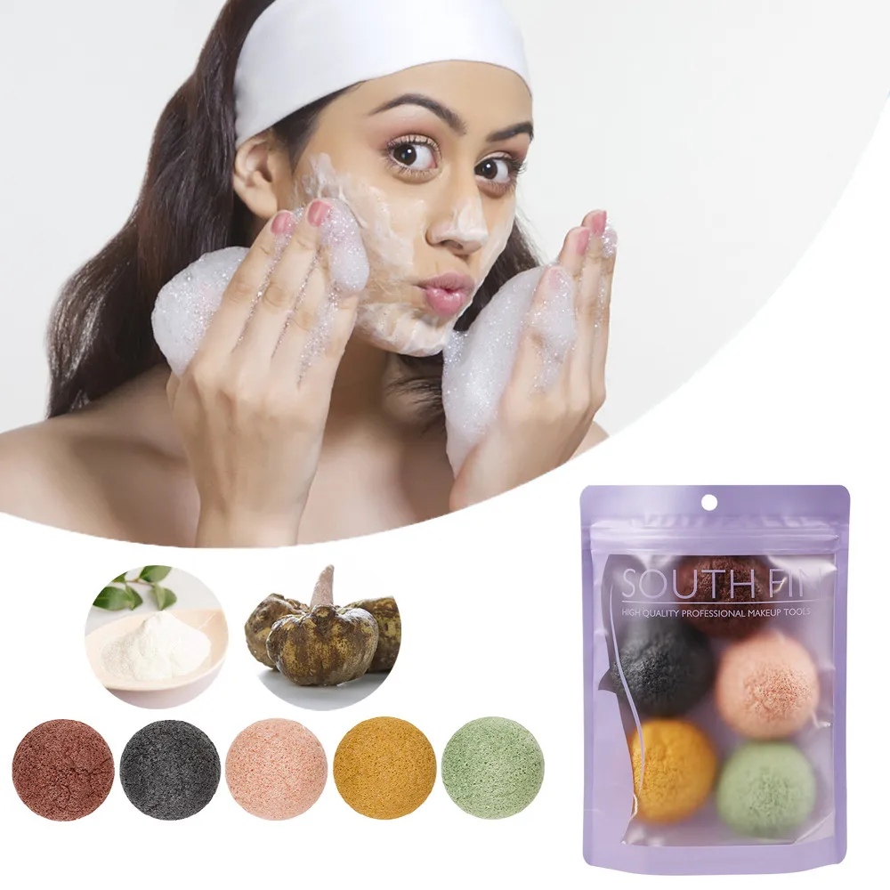 5 шт. Сферическая форма микрофибра моющая губка Чистящая пышная очищающая для лица натуральная моющая косметический спонж