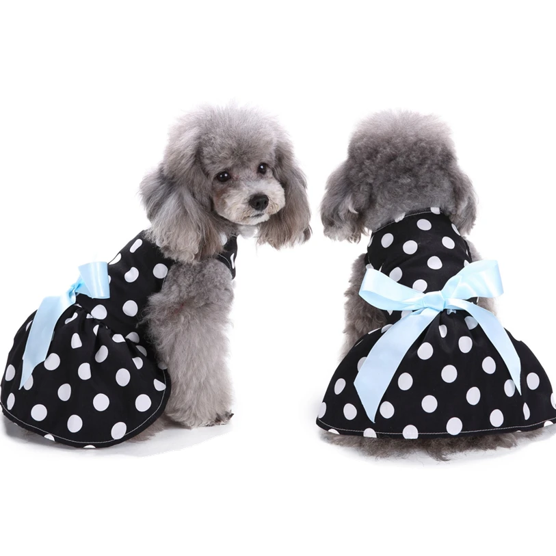 Spring/Summer Dog Dresses Polka Dot Ribbon Princess Dress XS L Clothes