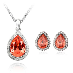 

2014 Promotion Direct Selling Women Fashion Austria Crystal Stud Earring Necklace Sets for Christamas Gift Available In 3 Colors
