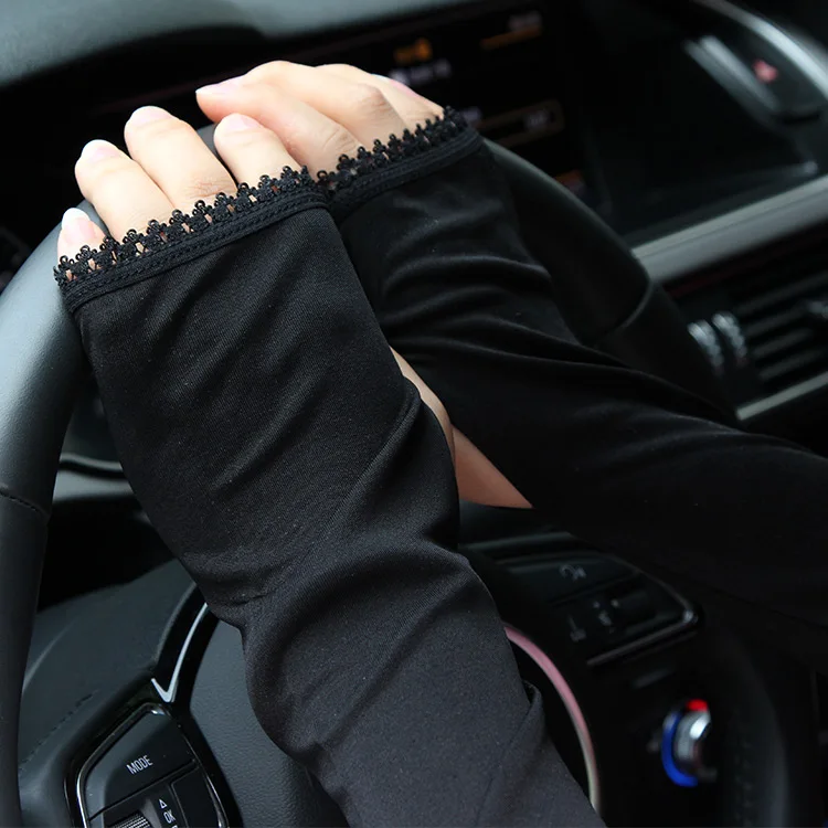 Чистый шелк вождения Защита от солнца и солнцезащитные перчатки для летней защиты УФ тонкий длинный рукав для пальца