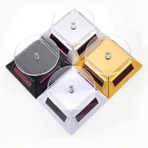 

Hot Selling Fashion New Solar Rotation Turntable Jewelry Display Plate Desinger Rotary Jewelry Showcase Stand 1pc