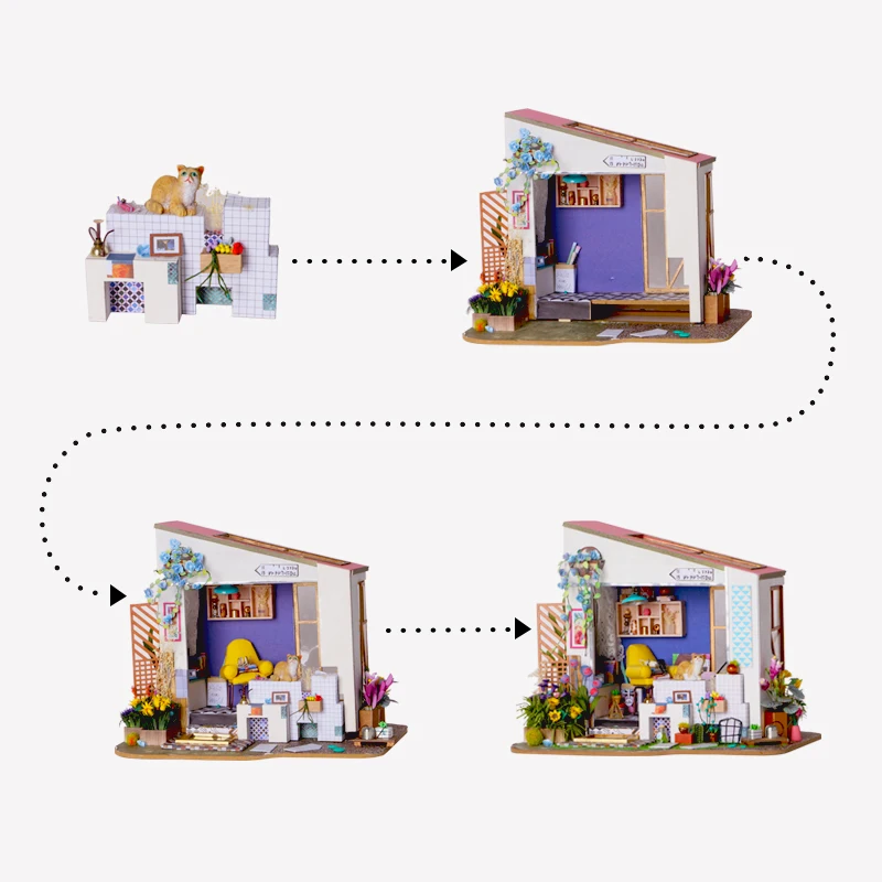 Robotime DIY Кукольный дом деревянный миниатюрный кукольный домик Сборная модель строительные наборы игрушки для взрослых подарок на день рождения DG11