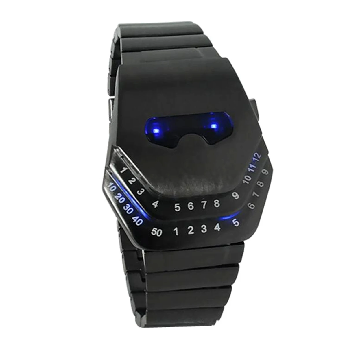 Fashion Mens Stainless Steel Snake Head Blue LED Wrist Watch Gift Cool
