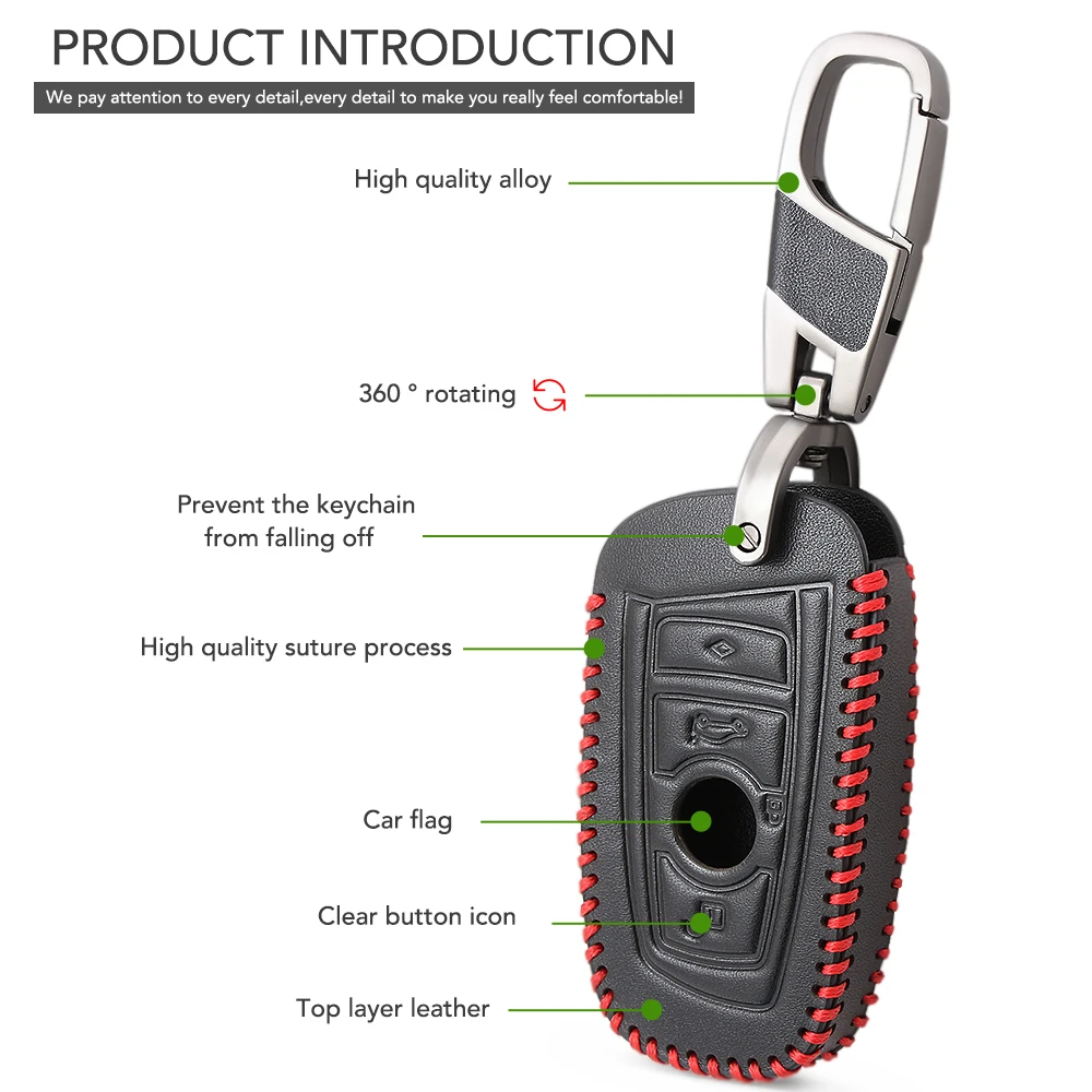 Кожа автомобилей Key Case Держатель для BMW 1 2 3 4 5 7 серии F07 F10 F11 F20 F30 g30 G38 F15 F16 F48 E38 E39 E46 E53 E60 E61 E63